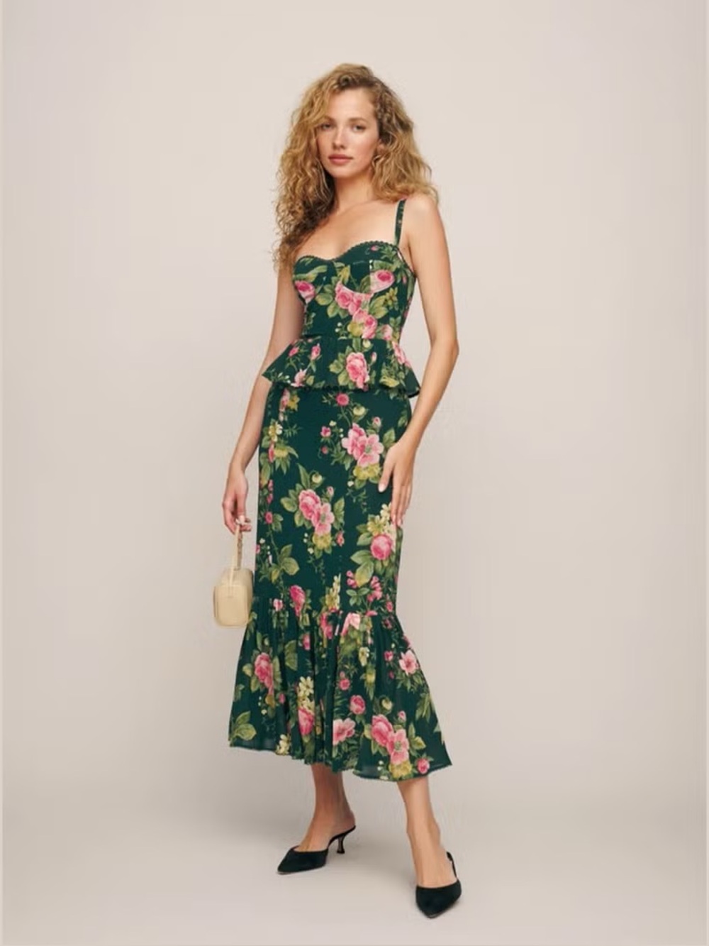 NWT Reformation Felda Dress Green Floral